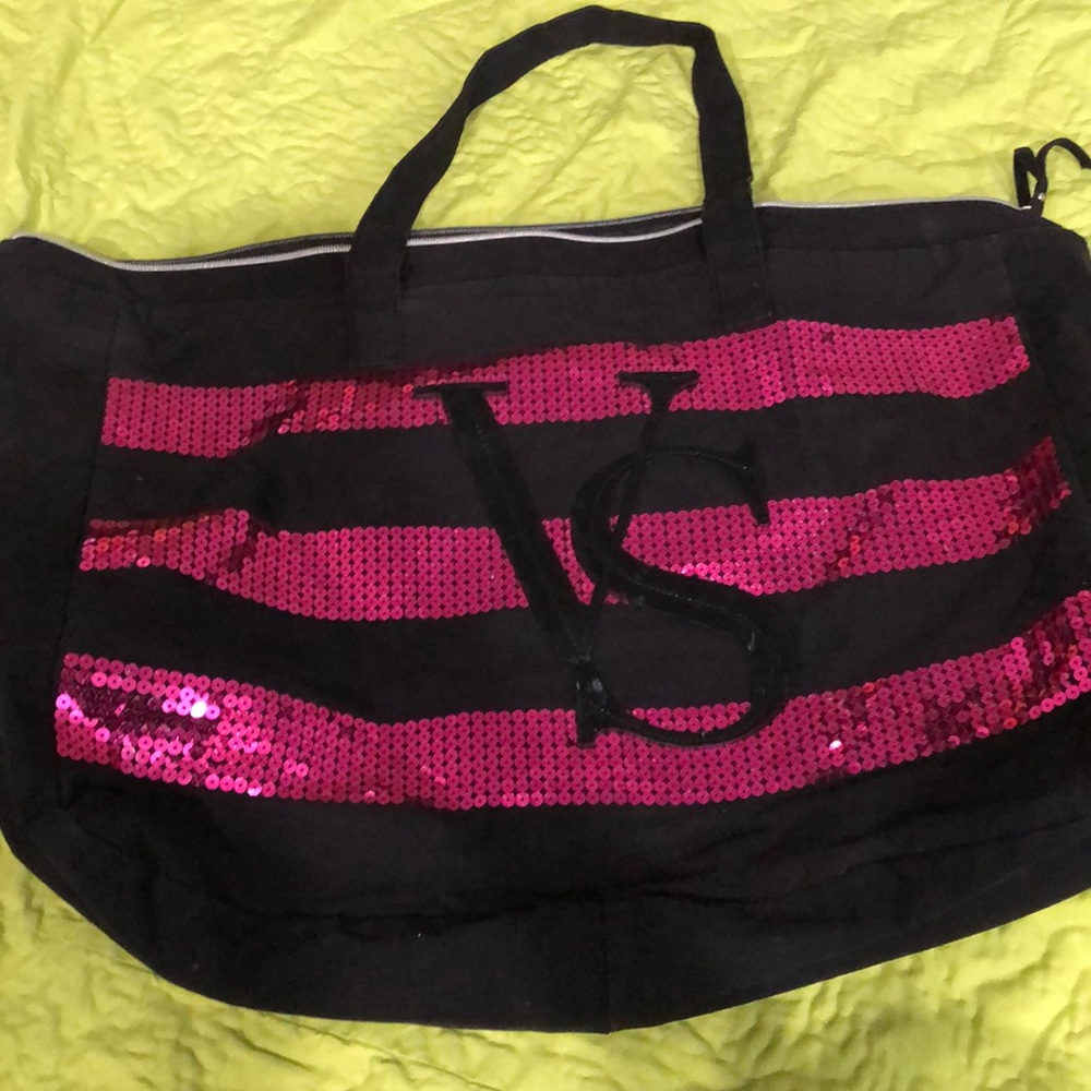 Victoria’s Secret pink sequin tote bag